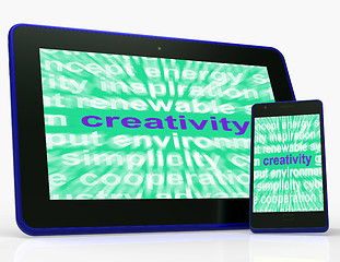 Image showing Creativity Tablet Shows Originality, Innovation And Imagination