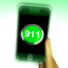 Image showing Nine One On Mobile Phone Shows Call Emergency Help Rescue 911