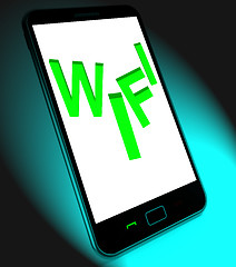 Image showing Wifi On Mobile Shows Internet Hotspot Wi-fi Access Or Connection