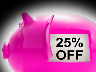 Image showing Twenty-Five Percent Off Piggy Bank Message Shows Price Slashed 2