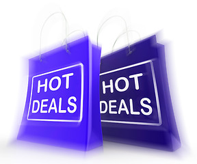 Image showing Hot Deals Shopping Bags Show Shopping  Discounts and Bargains