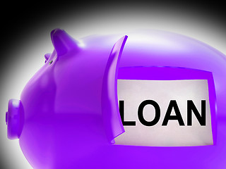 Image showing Loan Piggy Bank Message Means Money Borrowed Or Creditor