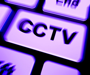 Image showing CCTV Keyboard Shows Camera Monitoring Or Online Surveillance