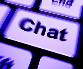 Image showing Chat Keyboard Shows Talking Typing Or Texting