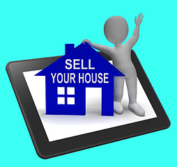 Image showing Sell Your House Home Tablet Shows Putting Property On The Market