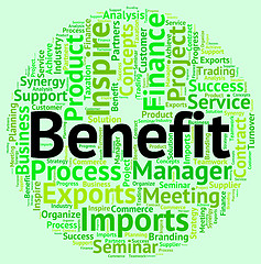 Image showing Benefit Word Indicates Benefits Perk And Reward