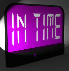 Image showing In Time Digital Clock Means Punctual Or Not Late
