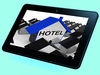 Image showing Hotel House Tablet Shows Place To Stay And Units