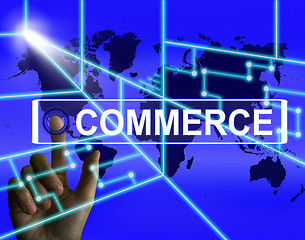 Image showing Commerce Screen Shows Worldwide Commercial and Financial Busines