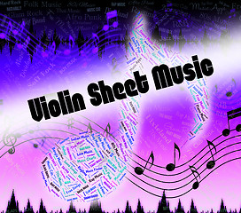 Image showing Violin Sheet Music Indicates Musical Symbols And Fiddler