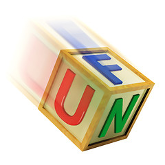 Image showing Fun Wooden Block Shows Enjoyment Playing And Recreation