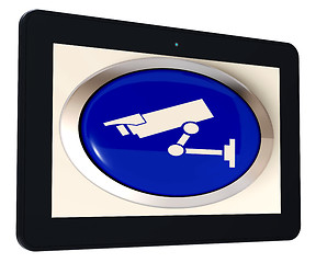 Image showing Camera Tablet Shows CCTV and Web Security