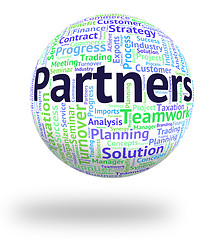 Image showing Partners Word Shows Working Together And Group