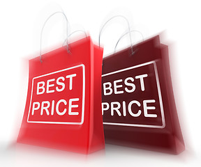 Image showing Best Price Shopping Bags Represent Discounts and Bargains