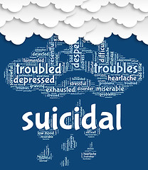 Image showing Suicidal Word Shows Attempted Suicide And Fatal