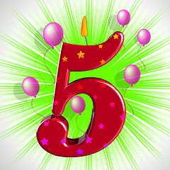 Image showing Number Five Party Shows Cake Decoration Or Birthday Cake