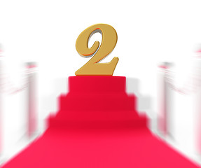 Image showing Golden Two On Red Carpet Displays Movies Awards Or Second Place