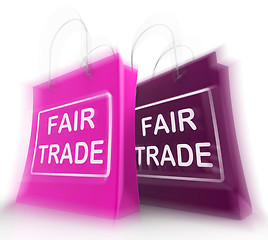 Image showing Fair Trade Shopping Bag Represents Equal Deals and Exchange