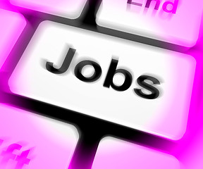 Image showing Jobs Keyboard Shows Hiring Recruitment Online Hire Job