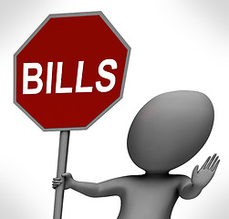 Image showing Bills Red Stop Sign Means Stopping Bill Payment Due