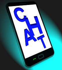 Image showing Chat  On Mobile Shows Talking Typing Or Texting