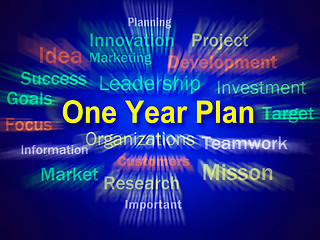 Image showing One Year Plan Brainstorm Displays Goals For Next Year