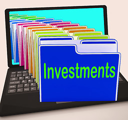 Image showing Investments Folders Laptop Show Financing Investor And Returns