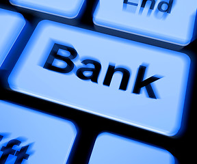 Image showing Bank Keyboard Shows Online Or Internet Banking