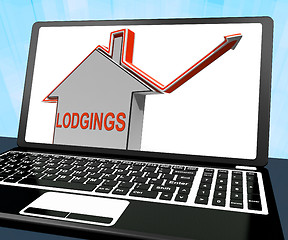 Image showing Lodgings House Laptop Shows Accommodation Or Residency Vacancy