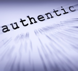 Image showing Authentic Definition Displays Authenticity Guaranteed Or Genuine