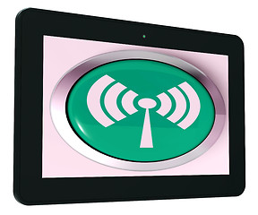 Image showing Wifi Tablet Shows Wireless Internet Access Transmitter