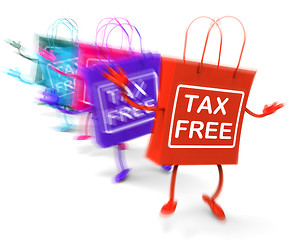 Image showing Tax Free Shopping Bags Represent Duty Exempt Discounts