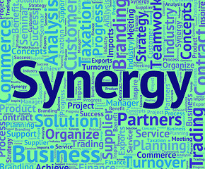 Image showing Synergy Word Means Team Work And Partner