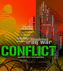 Image showing Conflict Word Means Military Action And Armed