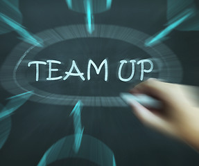 Image showing Team Up Diagram Means Partnership And Joint Forces