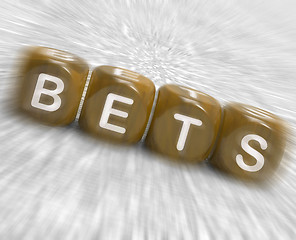 Image showing Bets Dice Displays Gambling Chance Or Sweep Stake