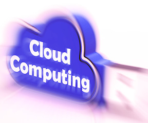 Image showing Cloud Computing Cloud USB drive Shows Digital Services And Onlin