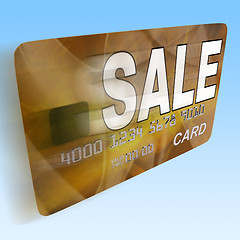 Image showing Sale On Credit Debit Card Flying Shows Offer Bargain Promotion