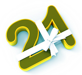 Image showing Number Twenty One With Ribbon Displays Creative Design Or Birthd