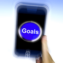 Image showing Goals On Mobile Phone Shows Aims Objectives Or Aspirations