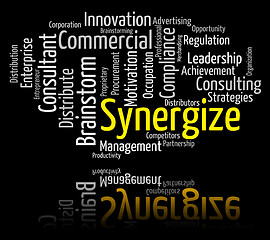 Image showing Synergize Word Indicates Working Together And Collaborate