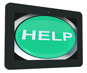 Image showing Help Tablet Shows Aid Assistance Or Answers