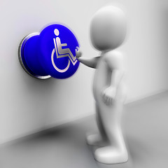 Image showing Wheel Chair Pressed Shows Physical Disability And Immobility