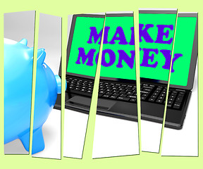 Image showing Make Money Piggy Bank Means Accumulating Wealth And Prosperity