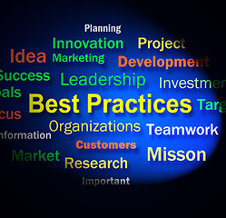 Image showing Best Practices Words Shows Optimum Business Procedures