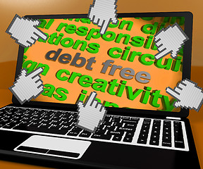 Image showing Debt Free Laptop Screen Shows Good Credit Or No Debt