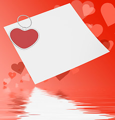 Image showing Heart Clip On Note Displays Affection Note Or Love Message