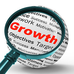 Image showing Growth Magnifier Definition Shows Business Progress Or Improveme