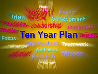 Image showing Ten Year Plan Brainstorm Displays Company Schedule For 10 Years