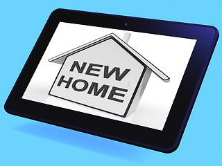 Image showing New Home House Tablet Means Buying Or Purchasing Property